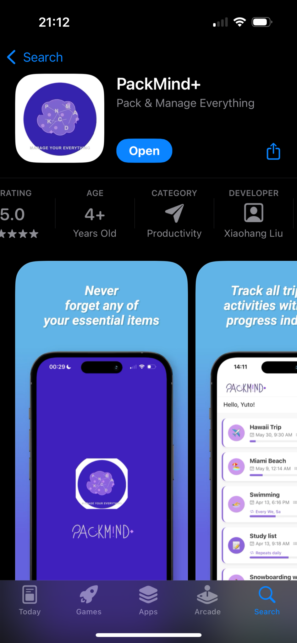 PackMind+ App Store Listing